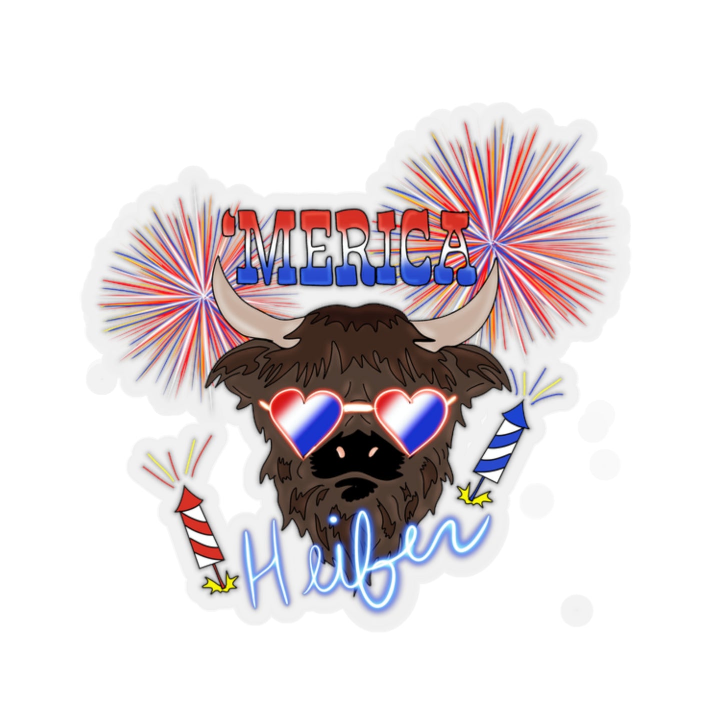 'Merica Heifer - Kiss-Cut Stickers