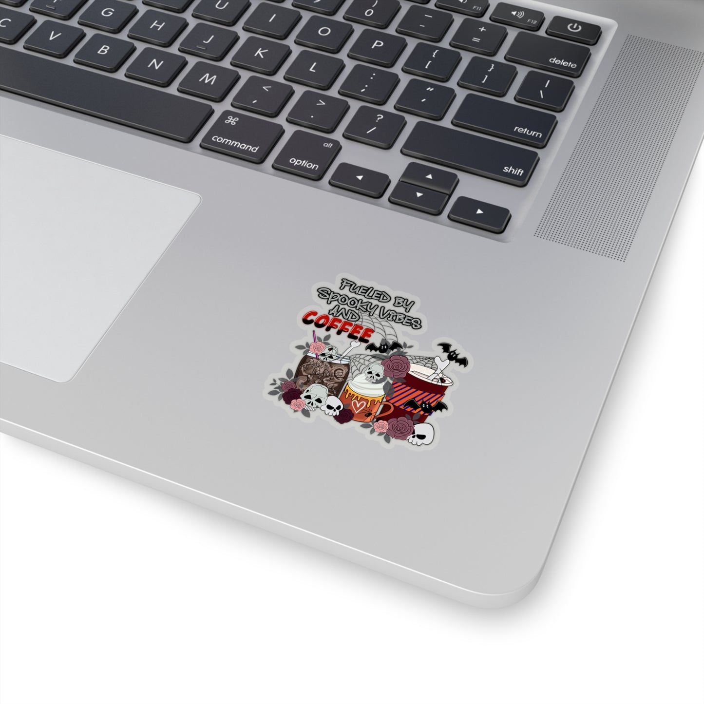 Fueled by Spooky Vibes and Coffee - Kiss-Cut Stickers