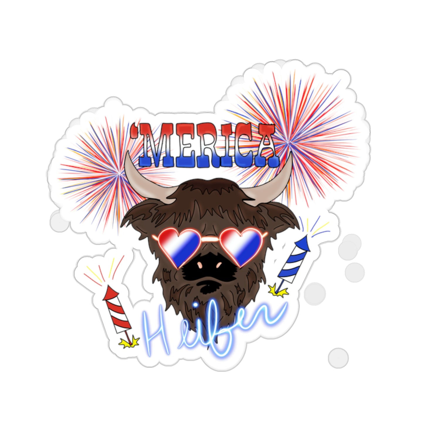 'Merica Heifer - Kiss-Cut Stickers