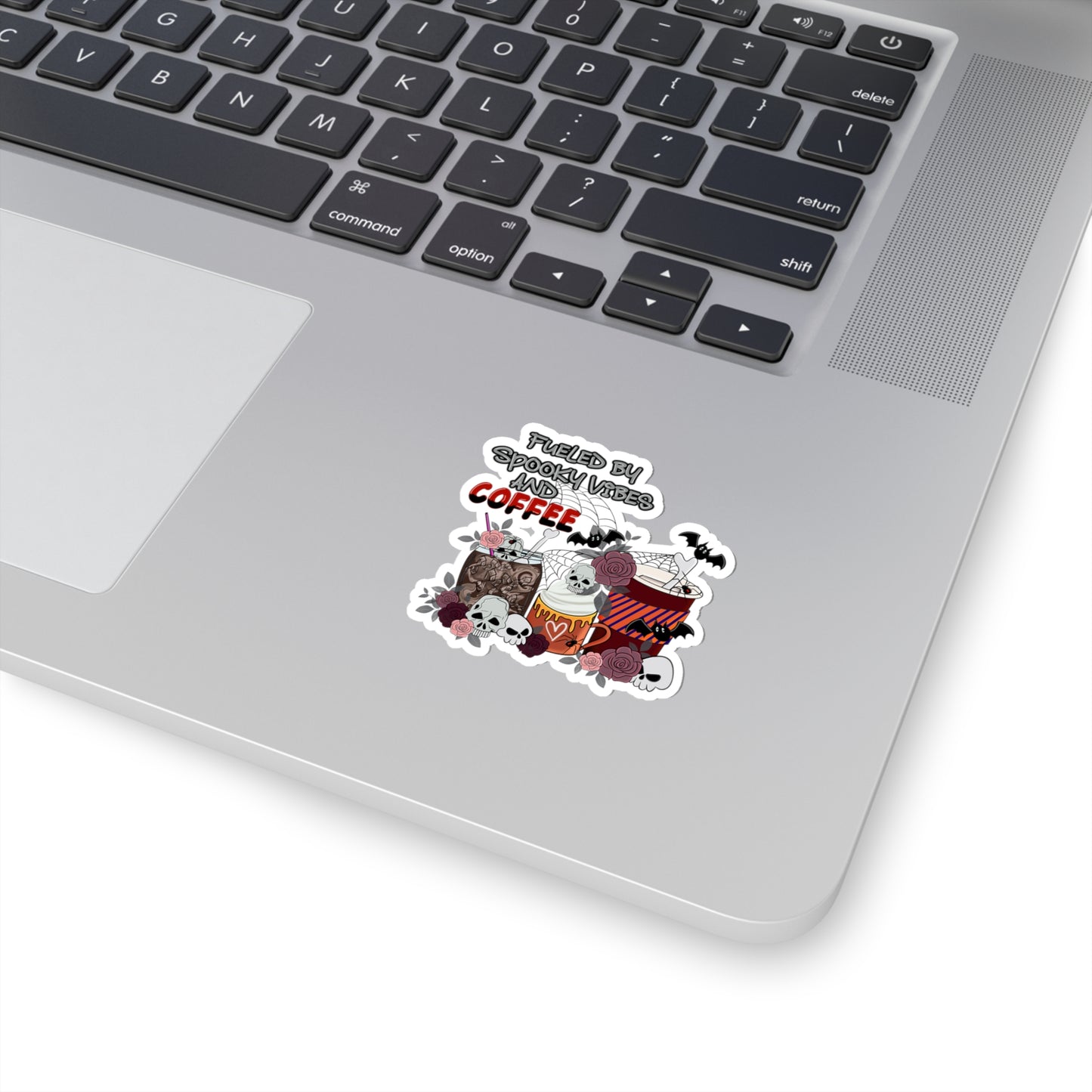 Fueled by Spooky Vibes and Coffee - Kiss-Cut Stickers