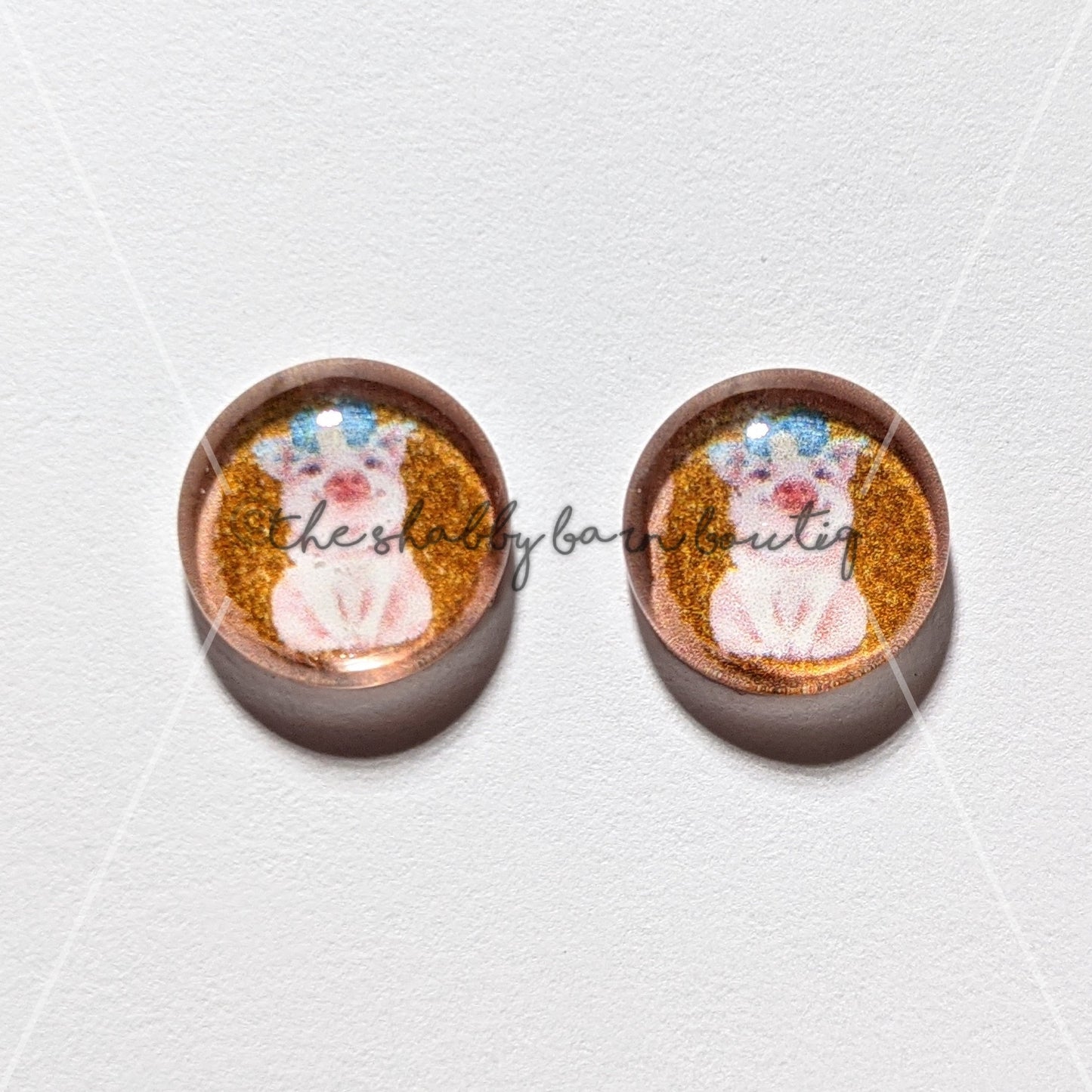 Piggy on Gold Glitter