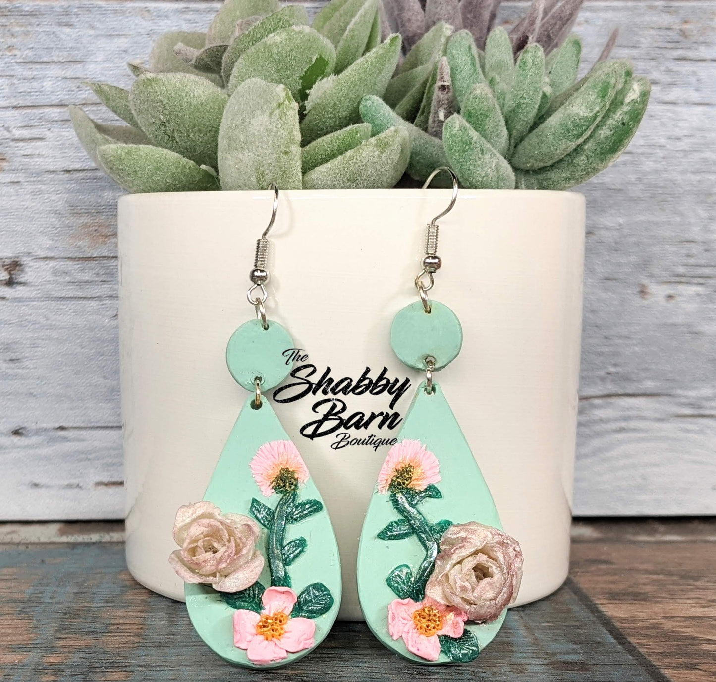 Tear Drop Stud Dangle - Floral Vine