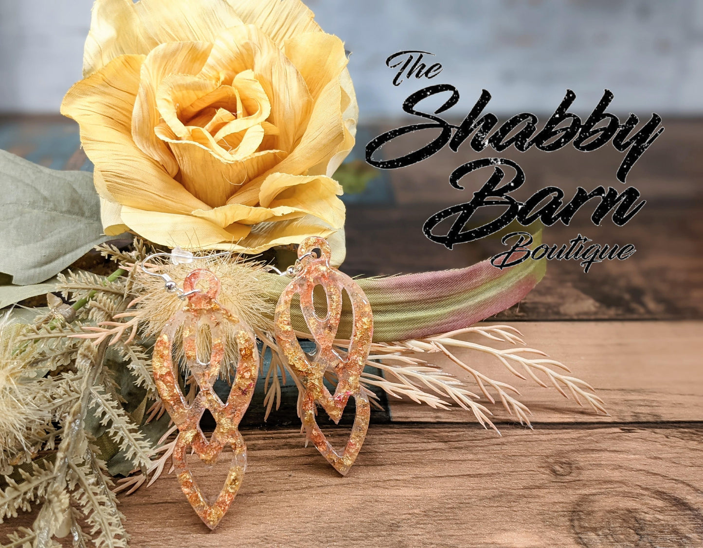 Gold and Copper Flake Dangle