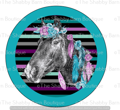 Watercolor Floral Horse