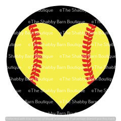 Yellow Softball Heart