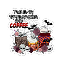 Load image into Gallery viewer, Fueled by Spooky Vibes and Coffee - Kiss-Cut Stickers