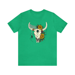 Boho Bull Skull - Unisex Jersey Short Sleeve Tee