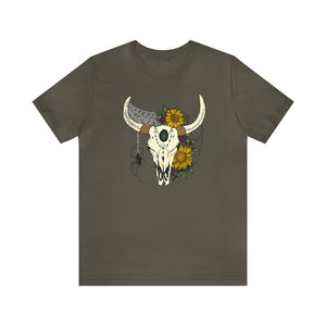 Boho Bull Skull - Unisex Jersey Short Sleeve Tee