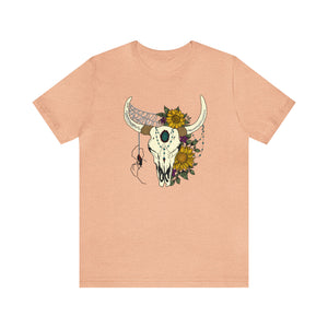 Boho Bull Skull - Unisex Jersey Short Sleeve Tee