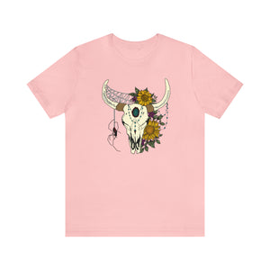 Boho Bull Skull - Unisex Jersey Short Sleeve Tee