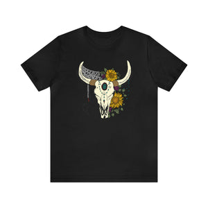 Boho Bull Skull - Unisex Jersey Short Sleeve Tee