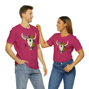 Boho Bull Skull - Unisex Jersey Short Sleeve Tee