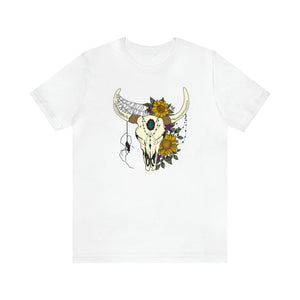 Boho Bull Skull - Unisex Jersey Short Sleeve Tee