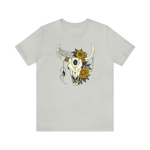 Boho Bull Skull - Unisex Jersey Short Sleeve Tee