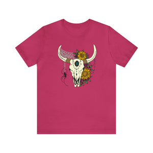 Boho Bull Skull - Unisex Jersey Short Sleeve Tee