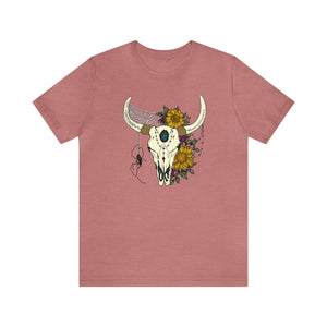 Boho Bull Skull - Unisex Jersey Short Sleeve Tee