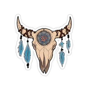 Feather Bull Skull - Kiss-Cut Stickers