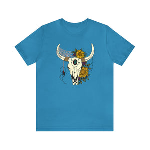 Boho Bull Skull - Unisex Jersey Short Sleeve Tee