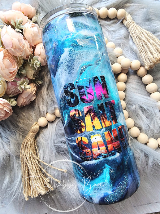 Sun Salt Sand 20 oz Tumbler – Sip Into Summer Vibes