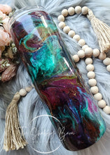 Load image into Gallery viewer, Berry &amp; Gold Swirl 20 oz Tumbler – Luxe Color Meets Liquid Art