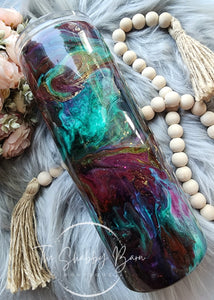 Berry & Gold Swirl 20 oz Tumbler – Luxe Color Meets Liquid Art
