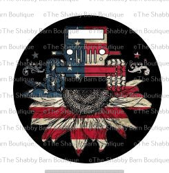 Patriotic Jeep and Sunflower