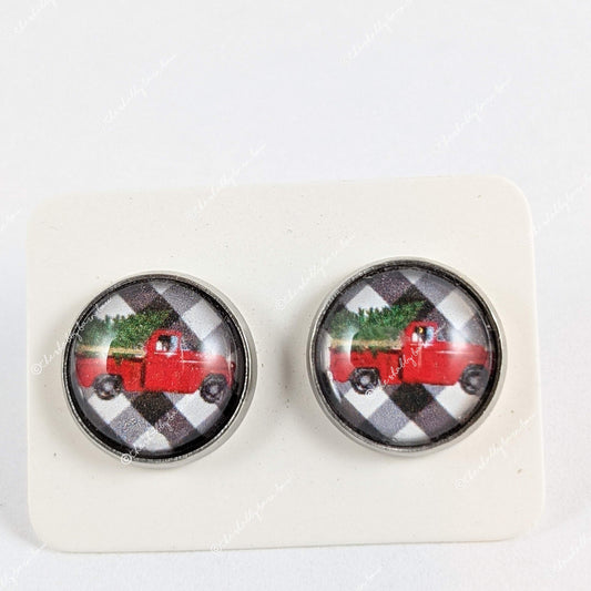 Vintage Plaid Red Truck