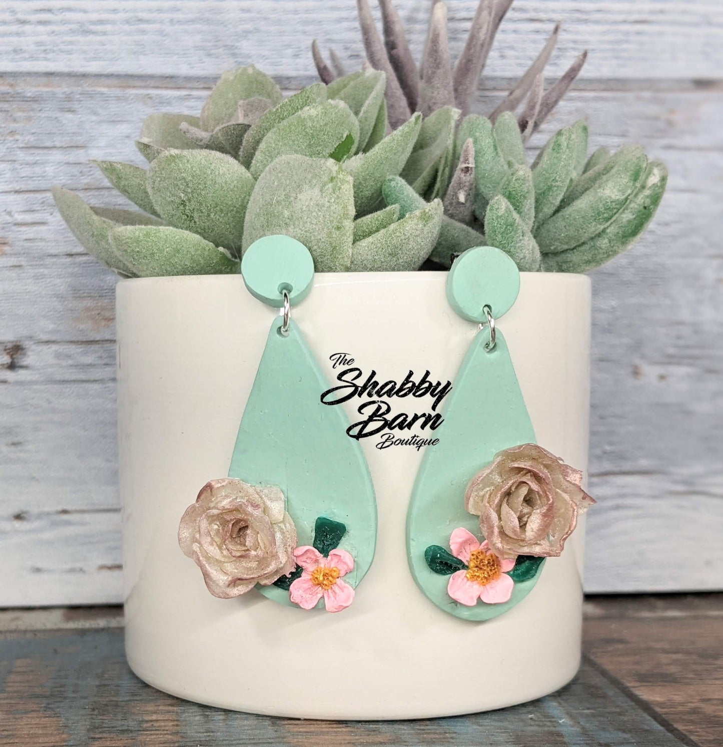 Tear Drop Stud Dangle - Floral Vine