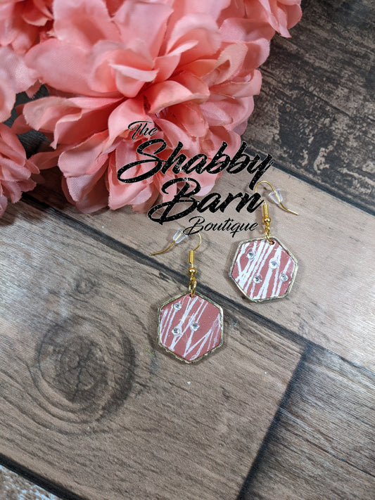 Hexagon Dangle with Rhinestone Accents