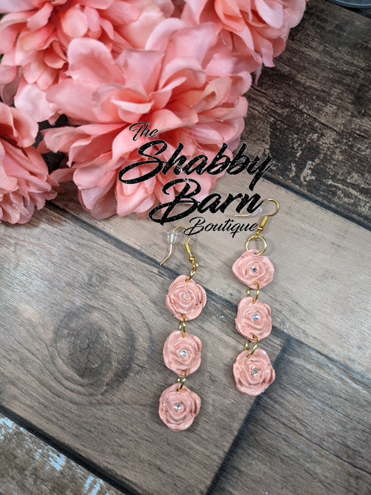 Three Rose Drop Dangle