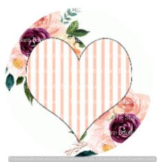 Pink Striped Heart and Flowers