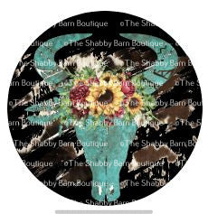 Turquoise Sunflowers Skull Cowhide